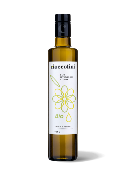 Bottiglia 0,50 Lt Olio Biologico Extravergine di Oliva Cioccolini